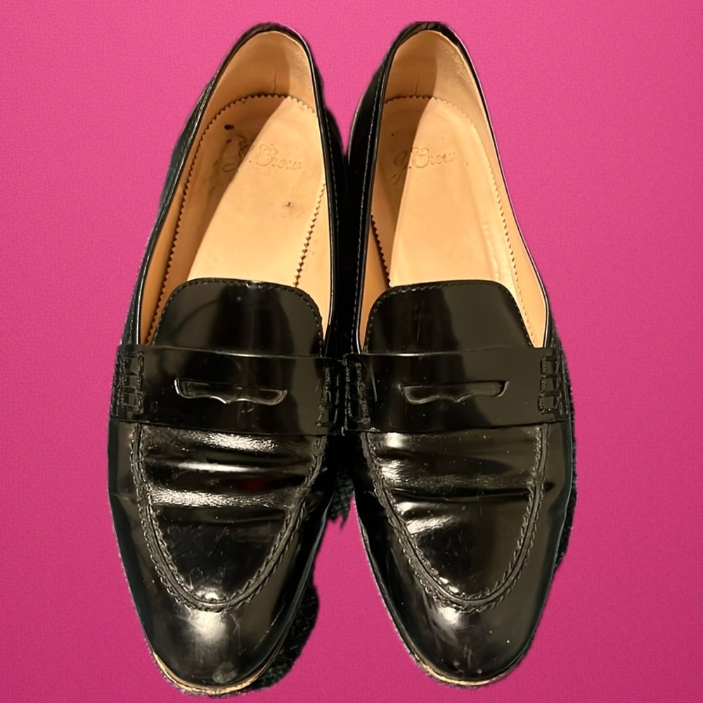 J. Crew Black Leather Loafers Size 7